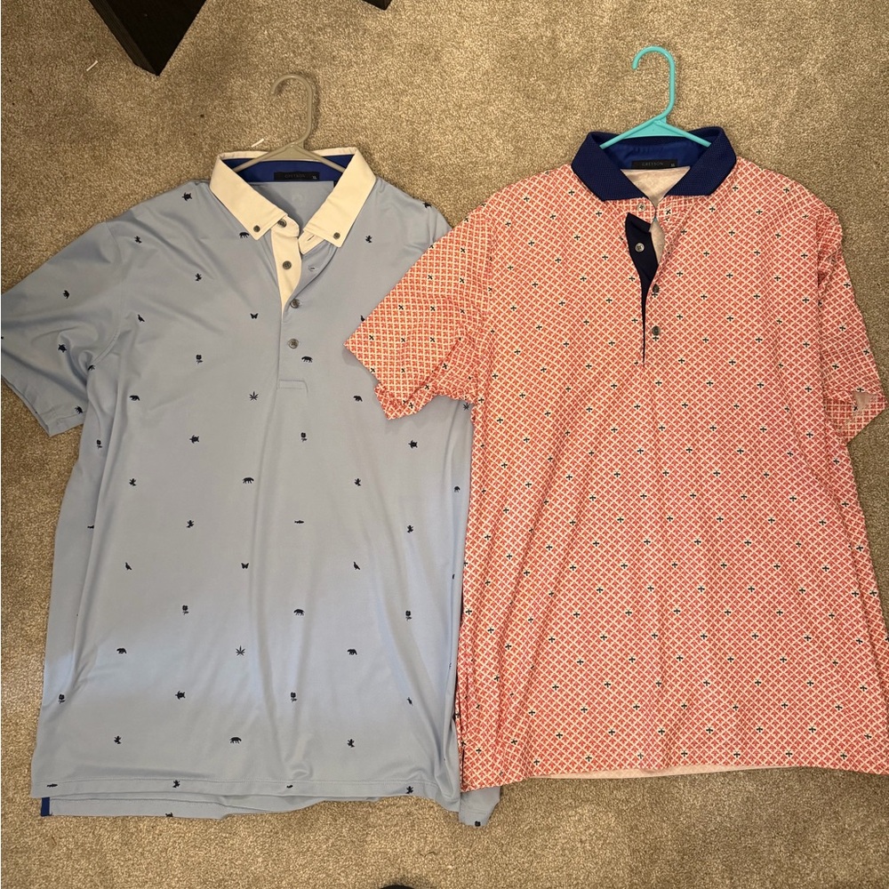 Greyson Men's Polo Shirt Duo - Light Blue and Red